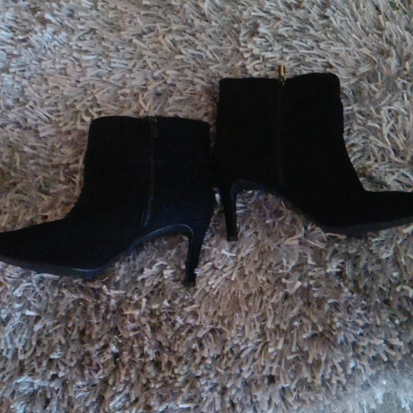 Torrid faux black suede ankle boot with rhinestone bow - Picture 3 of 7